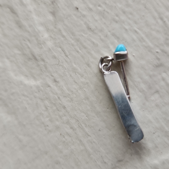 Gorgeous Native American Zuni Inlay Turquoise Dangle Earrings - Picture 6 of 9